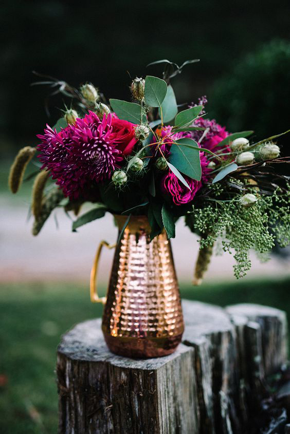 Wedding Copper and Pink Florals Vase - Copper & Gold Wedding Styling Inspiration - Yesterday Creative Letterpress - Blog