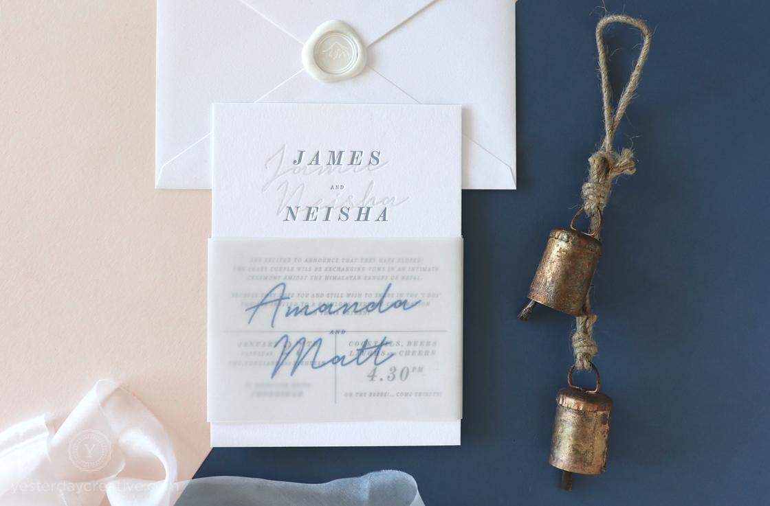 Yesterday Creative Letterpress Wedding Invitations - Neisha & Jamie - Mountain themed destination wedding