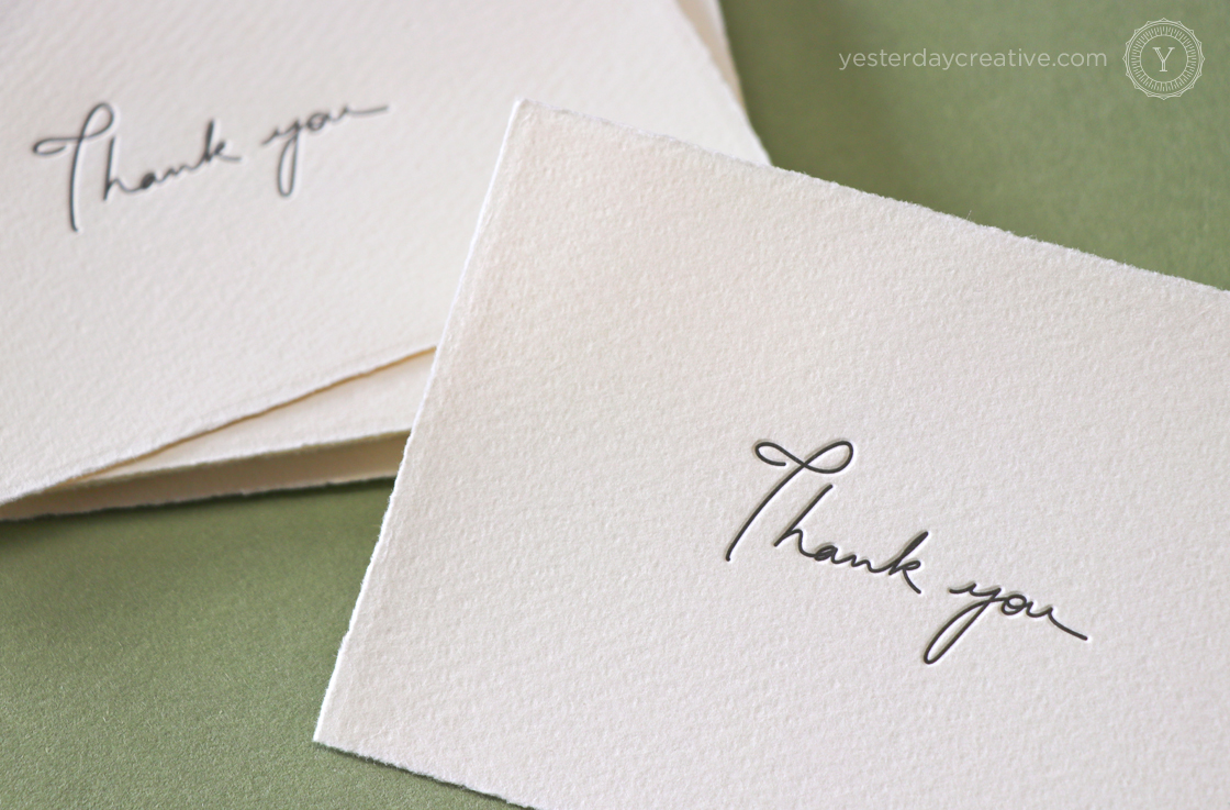 Yesterday Creative Letterpress Thank You Cards Mediovalis Paper Notecards