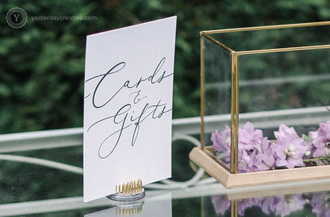 Yesterday Creative Reception Stationery Wishing Well Gifts Cards Signage Hopewood House Bowral Garden Script